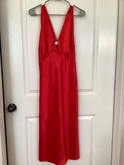 Vintage Victoria Secret Gold Label Long Red Slip Dress Nightgown Size M. T3