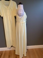 Vtg SHADOWLINE Nylon Satiny Silky Nightgown Peignoir Robe Long SET 2pc Medium