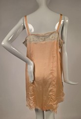 ANTIQUE FLAPPER 1920’S SILK STEP IN SLIP W VALENCIENNES LACE TRIM TOP
