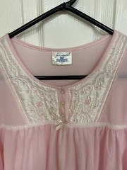 Fundamentals Sears Gown Night Gown Size L Pink Embroidered Long Sleeves NWOT