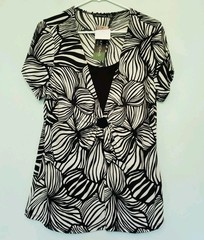 VTG Notations Womens M Faux 2 Piece Blouse Floral Gathered Ring Stretchy NWT