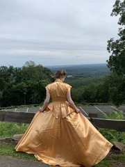 Vintage 1940s Fred Perlberg Dance Originals Golden Satin Evening Gown Peplum