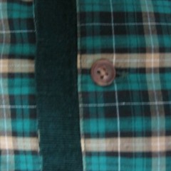 Vtg Karen Scott Womens L Green Plaid LS Cotton Shirt Corduroy Trim Cottagecore