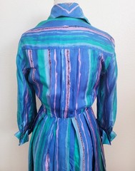 Unworn 1950s Vintage Julie Miller SILK Shirtwaist DRESS Vivid BLUES XS-S