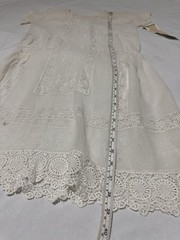 Antique Early 1920s Silk Cotton White Lace Sheer Drop Waist Flapper Lawn Dress