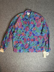 Womens Vintage 80s Nordstrom Town Square 100% Floral Silk Jacket NWT Large