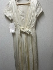 Vintage Off White Creme Lace Scott Mcclintock Long Gown Dress 8