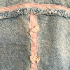 Vtg Women 80s 90s Acid Washed Cropped Denim Jean Jacket Distressed Medium Retro