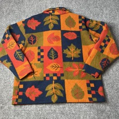 Vtg Fashion Bug Floral Fleece Jacket Button Up Womens M 1990s 90s