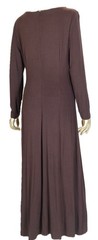 VINTAGE JESSICA HOWARD~MINT!!~BROWN SLINKY KNIT FAUX SUEDE WAIST LONG DRESS 14