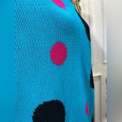 Vintage Emporio Gitano 80s 90s Oversized Polka Dot Sweater 2X Blue Black Pink