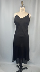 Vintage Full Slip SIZE MEDIUM black bias georgette classic sheer long goth sexy
