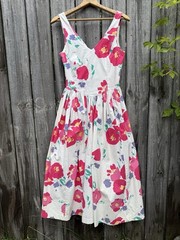 Vintage 1980s-1990s Laura Ashley Floral Cotton Summer Dress With Pockets