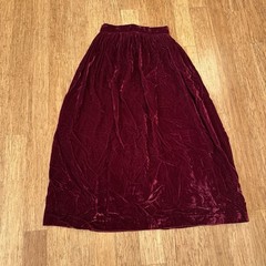 Vintage 1970S Zip Back Deep Wine Velvet Maxi Skirt Renaissance Fair, Shakespeare