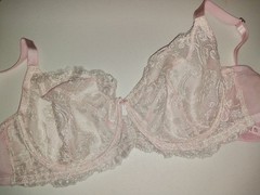 VTG SILKY SHEER LACY UW VS BOUDOIR DEMI BRA NOS 38DDD PINK DELICATE COQUETTE