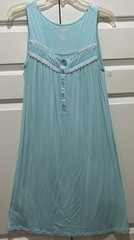 Croft & Barrow Intimates Blue Rayon Short Nightgown Smocking w/Lace Trim Sz S