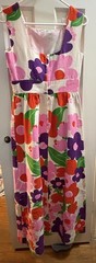 Malia Honolulu 1970s Vintage Maxi Dress Floral Hawaiian Pink Purple Red Green