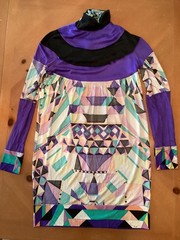VINTAGE EMILIO PUCCI / ITALY SZ 36 / 8 US SIGNATURE SILK DRESS **GOOD W/ FLAW**