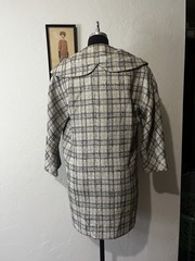 Vintage 1950’s-60’s Black, Gray and White Plaid Coat Jacket, Lavender Lining