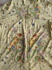 Vintage 60s 70s Floral Terry Cloth Zip Up Hoodie Talon Zipper Womens Med/large