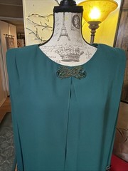 VINTAGE 1980s PATRA DRESS GREEN BEADS SEQUINS OVERLAY POLYESTER SIZE 12