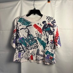 Vintage Trends USA All Over Print Sport T-Shirt Cropped 90s Volleyball Soccer OS