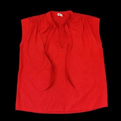 Vintage 80s Red Swiss Dot Bow Blouse Paris Chic Office Siren classic Top S M L