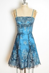 vintage Y2K party dress teal black mesh glitter fairy prom glitter print XS