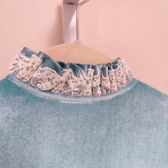 Vintage Donna Richard Gilligan O’Malley Blue Velour Lace Nightgown M Coquette