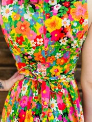 XX Small | Vintage 1970’s Lounge Craft Bright Floral Jumpsuit