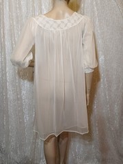 Vintage Peignoir Double Chiffon Bowtie Dressing Gown Babydoll Style Robe S-M