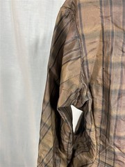 antique dress wrapper pre Civil War brown plaid bust 38 drop shoulder 1850