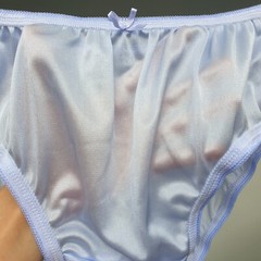 Vintage Slippery Nylon Panty Bluish Purple Bikini Sheer Brief Sz. 7-8 Hip 38-42″