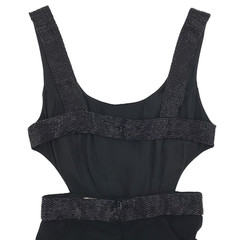 Vintage Cache Jumpsuit Romper Black Halter Beaded Black Stretch Womens Size 2