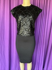 TRUE VINTAGE Jo-Ro Imports (Bullock’s Wilshire) Black Beaded CapSleeved Sweater*