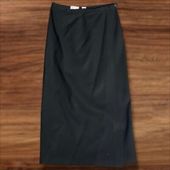 Ann Taylor Vintage Women’s Wool True Full-Wrap Maxi Pencil Skirt – Black – 12