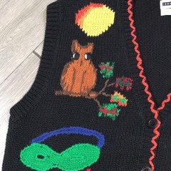 Jennifer Moore Halloween Knitted by Hand Vintage Embroidered Sweater Vest