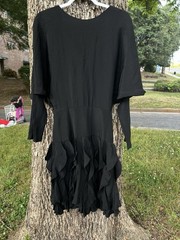 Era 1980’s Vintage Ashlee California Shiny Black SZ 8 Batwing Sleeves Party