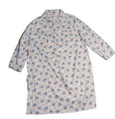 Vintage Sears Womens X 41-44.5 Cotton Flannel Nightgown Blue Floral Button Neck