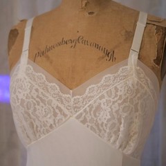 Vintage CAROL BRENT White Nylon Full Slip LACE Chiffon Bodice 34 Shadow Panel