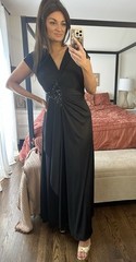 70’s Vintage Size 12 Rona New York Black Sequin Maxi Wrap Dress