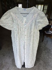 Vintage Damea Pastel Cotton Polyester Seersucker Housecoat w Snap Closure Sz L