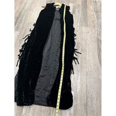 Swee Lo Vintage Long Black Velvet Sleeveless Duster Vest – S/M