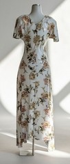 Starina Circa Rayon Floral Bias Cut Maxi Length 1990s Vintage Rare Dress Small