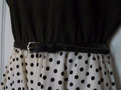 Size 10P EJM Petite Vintage Brown Polka Dot Dress with Belt
