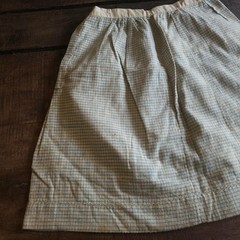 Homespun Wool Creme & Blue Grid Pattern Antique Edwardian 1910s 1920s Skirt