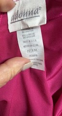 Vintage Adonna Nightgown Fuchsia Pink Silky Nylon & Lace Midi Gown Medium