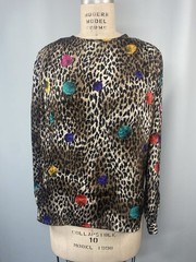 Vintage Blouse Top SIZE LARGE 12 animal cheetah print NICOLA 80s 90s