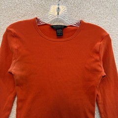 90s Vintage Abercrombie Long Sleeve Top Shirt Medium Orange Rib Knit Boho Fairy