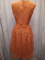 Vintage 1960’s Orange Rayon Taffeta Tulle Party Dress Size Small